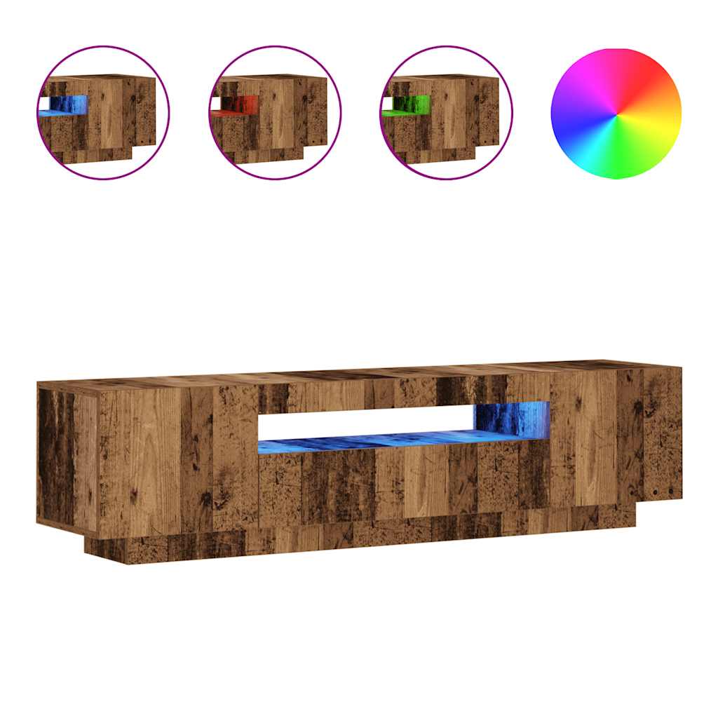 vidaXL Dulap TV cu lumini LED lemn vechi 160x35x40 cm lemn prelucrat vidaXL Dulap TV cu lumini LED lemn vechi 160x35x40 cm lemn prelucrat