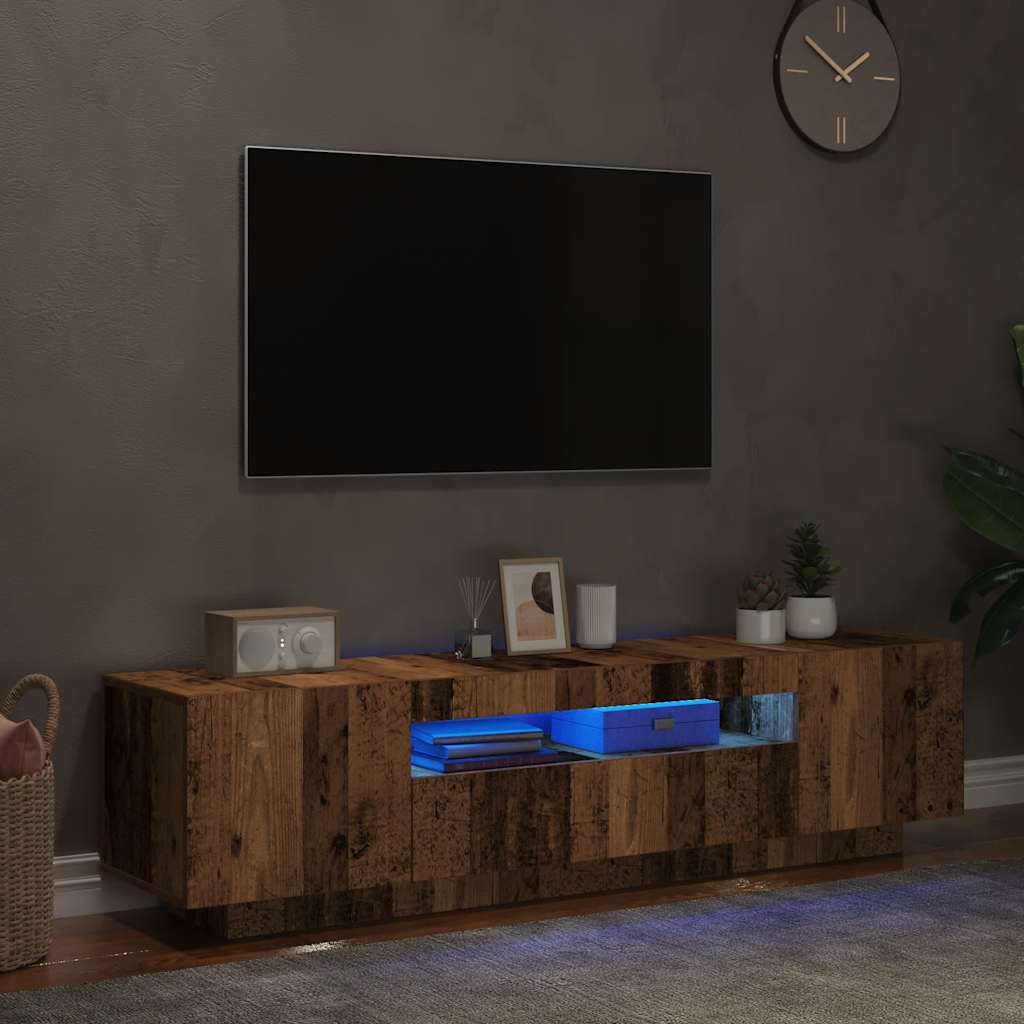 vidaXL Dulap TV cu lumini LED lemn vechi 160x35x40 cm lemn prelucrat vidaXL Dulap TV cu lumini LED lemn vechi 160x35x40 cm lemn prelucrat