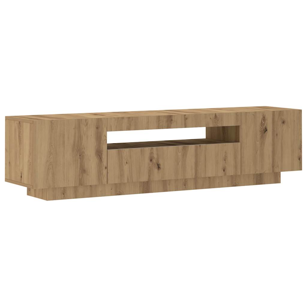 vidaXL Dulap TV cu LED stejar artizanal 160x35x40 cm lemn prelucrat