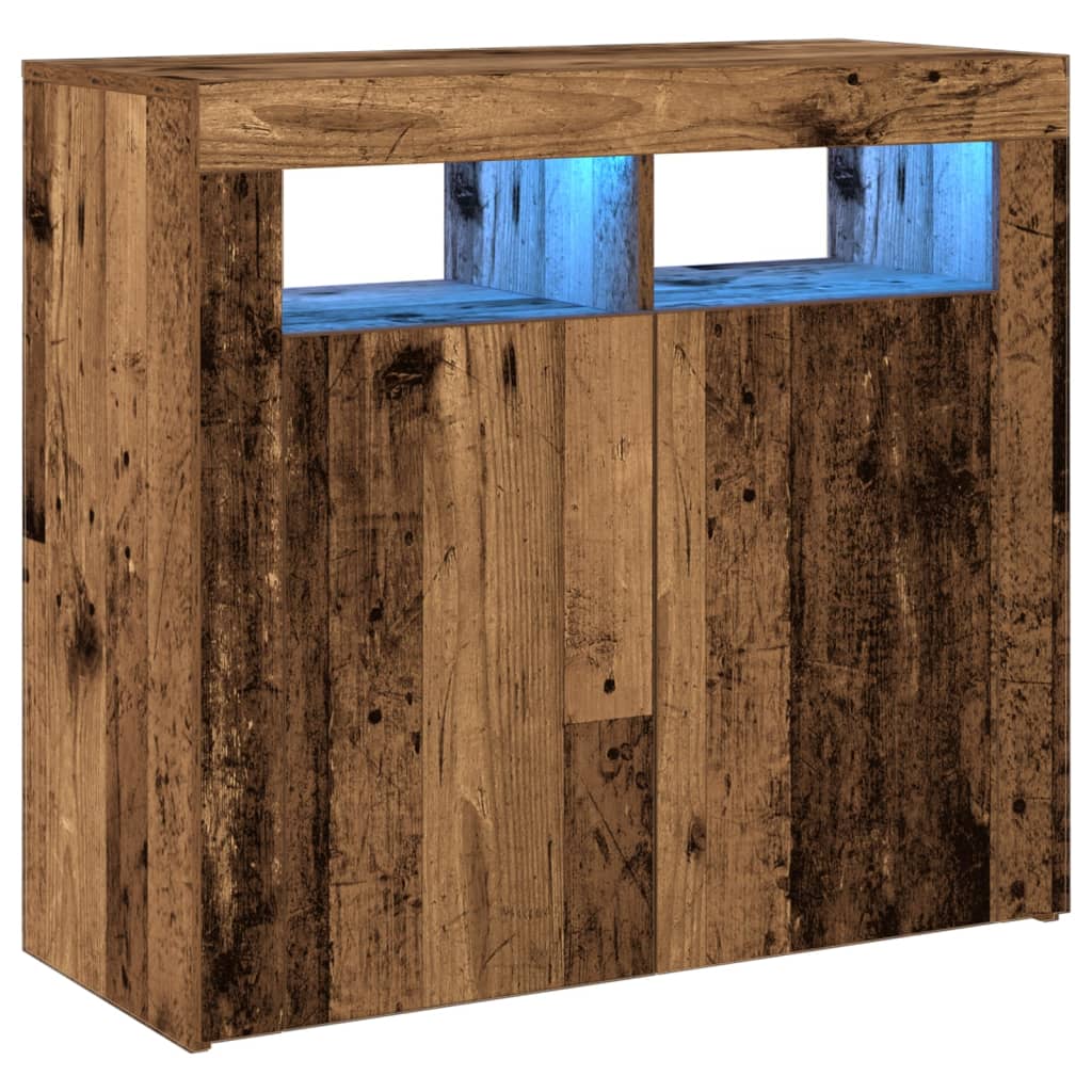 vidaXL Dulap cu lumini LED, lemn vechi, 80x35x75 cm, lemn prelucrat