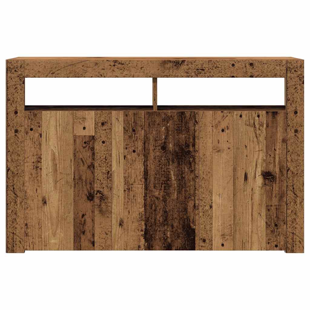 vidaXL Dulap cu lumini LED, lemn vechi, 115,5x30x75 cm, lemn prelucrat vidaXL Dulap cu lumini LED, lemn vechi, 115,5x30x75 cm, lemn prelucrat