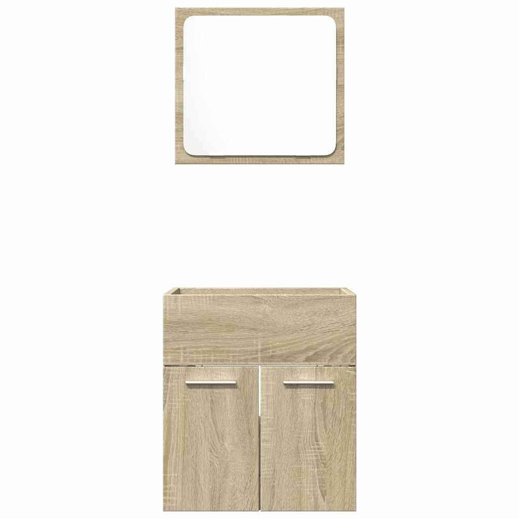 vidaXL Set mobilier de baie, 2 piese, stejar sonoma, lemn prelucrat vidaXL Set mobilier de baie, 2 piese, stejar sonoma, lemn prelucrat