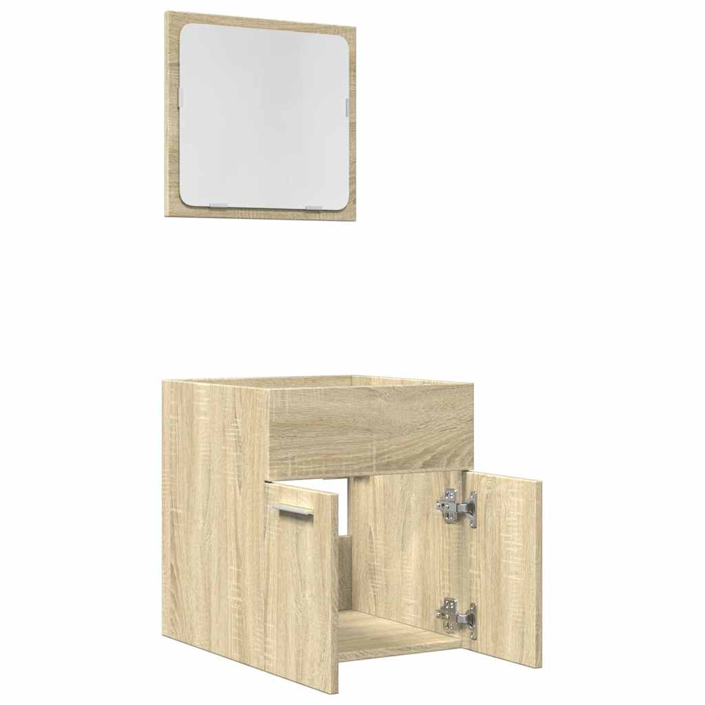 vidaXL Set mobilier de baie, 2 piese, stejar sonoma, lemn prelucrat vidaXL Set mobilier de baie, 2 piese, stejar sonoma, lemn prelucrat