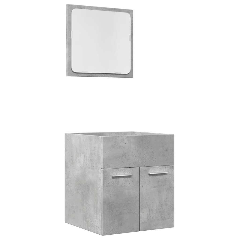 vidaXL Set mobilier de baie, 2 piese, gri beton, lemn compozit vidaXL Set mobilier de baie, 2 piese, gri beton, lemn compozit