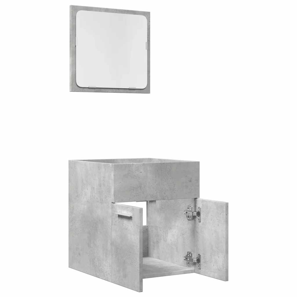 vidaXL Set mobilier de baie, 2 piese, gri beton, lemn compozit vidaXL Set mobilier de baie, 2 piese, gri beton, lemn compozit
