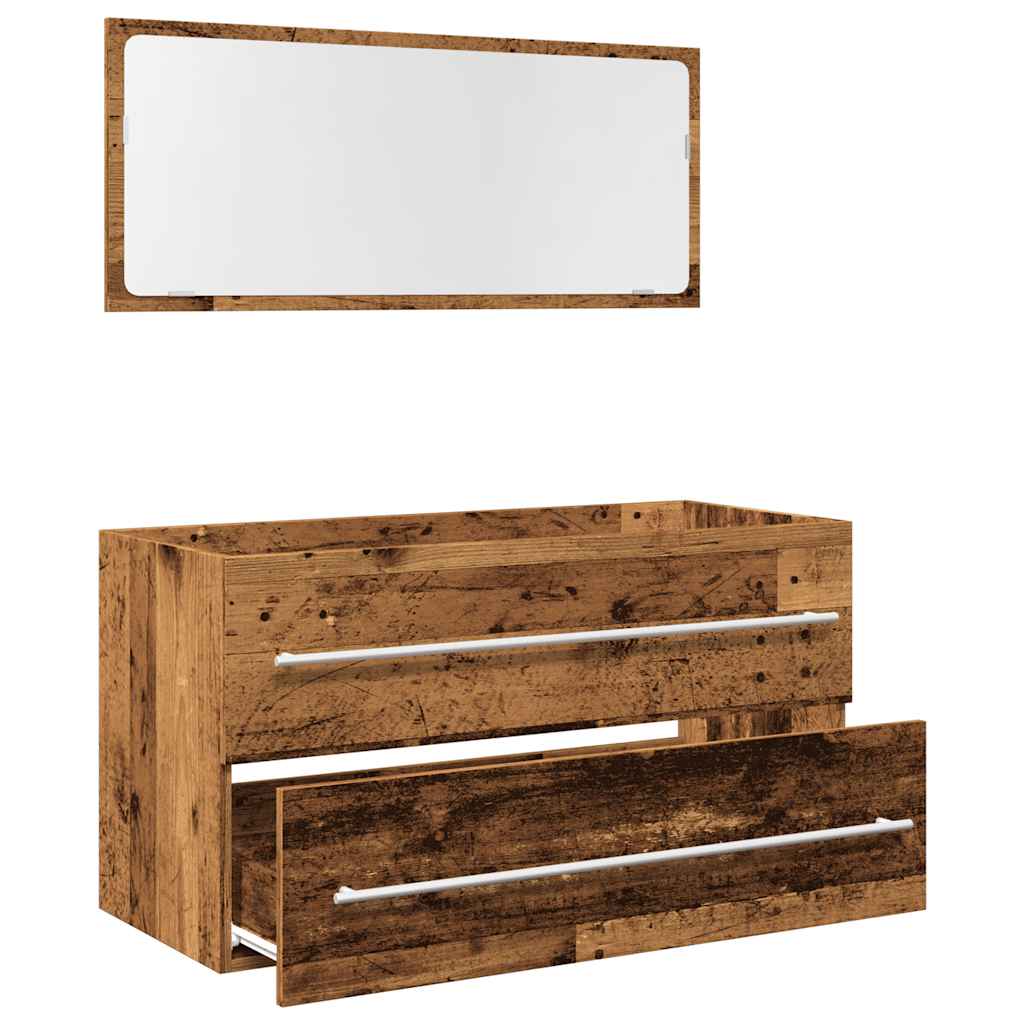 vidaXL Set mobilier de baie, 2 piese, lemn vechi, lemn prelucrat vidaXL Set mobilier de baie, 2 piese, lemn vechi, lemn prelucrat