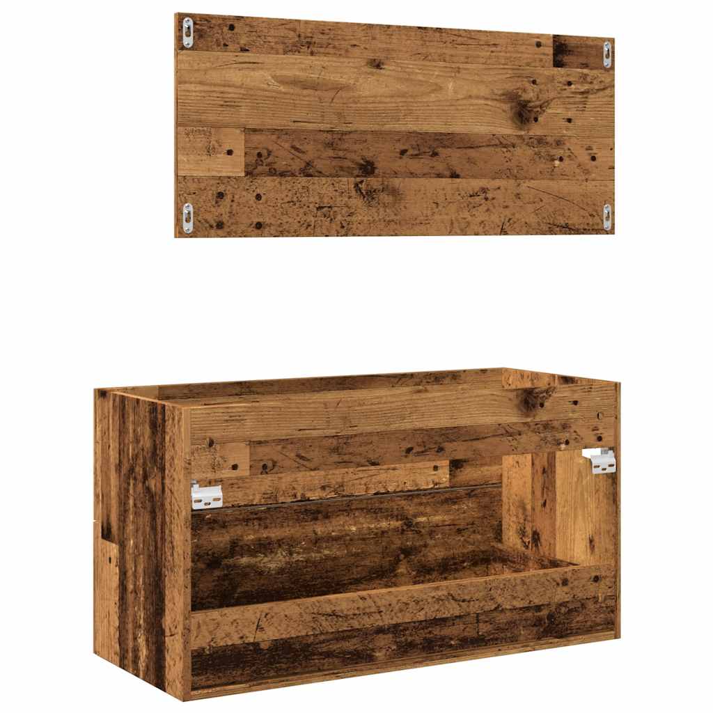 vidaXL Set mobilier de baie, 2 piese, lemn vechi, lemn prelucrat vidaXL Set mobilier de baie, 2 piese, lemn vechi, lemn prelucrat