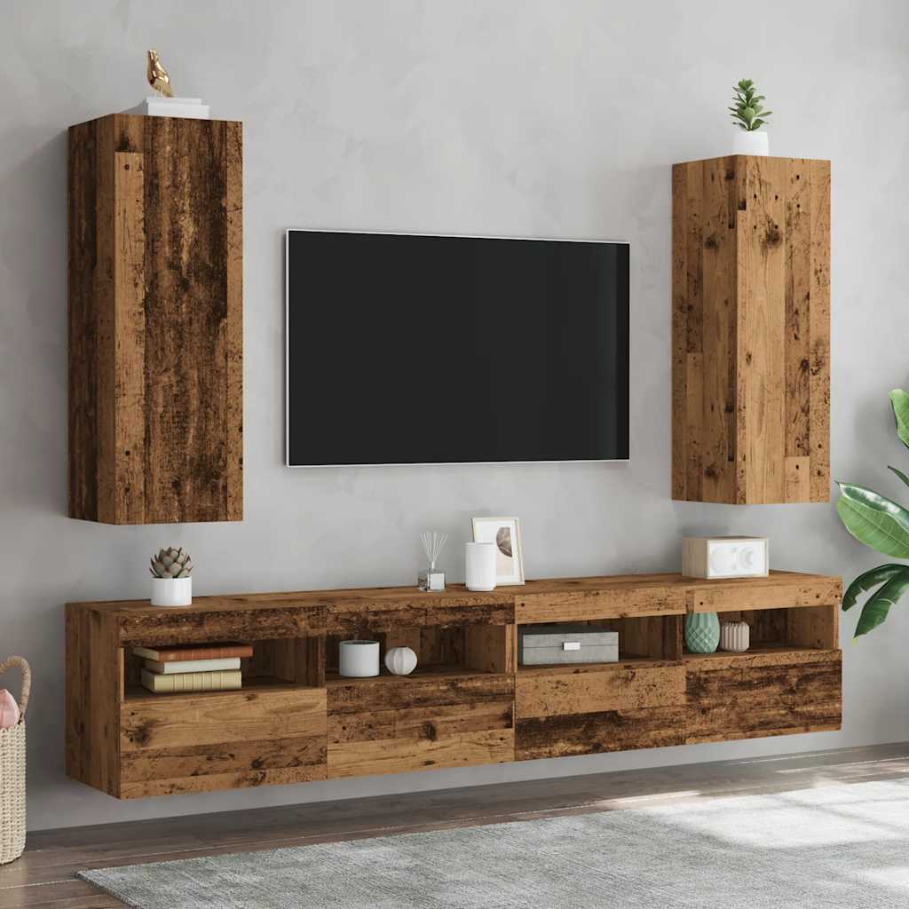 vidaXL Dulapuri TV, 2 buc., lemn vechi, 30,5x30x90 cm, lemn prelucrat