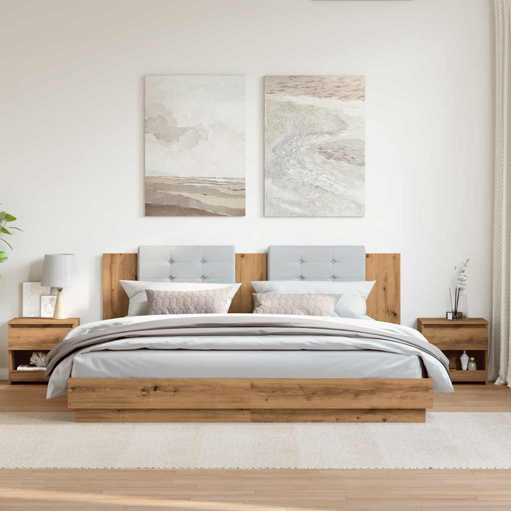 vidaXL Noptiere 2 buc Stejar Artisan 40x30x39 cm Lemn prelucrat