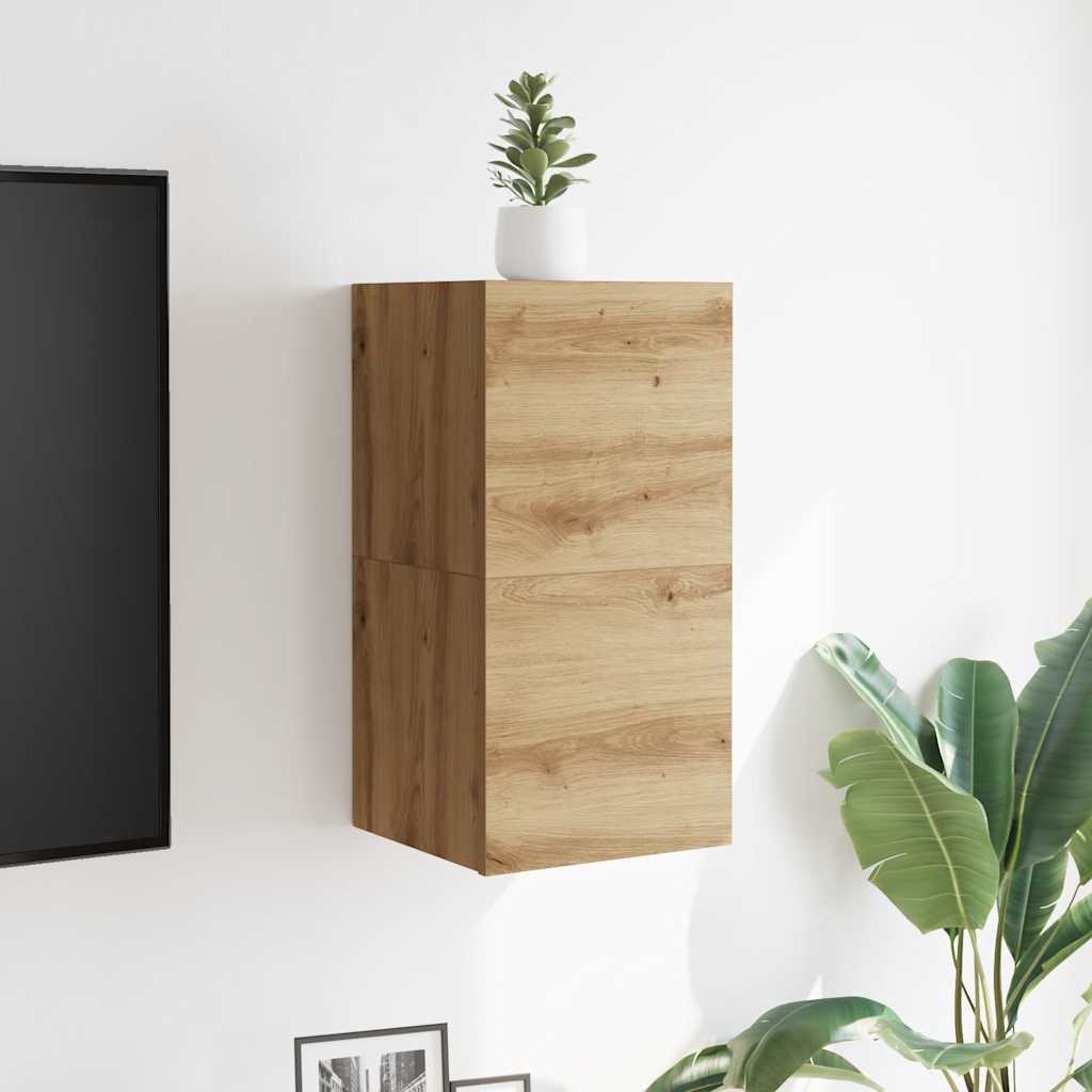 vidaXL Dulapuri TV montaj perete 2 buc. stejar artizanal 30,5x30x30 cm