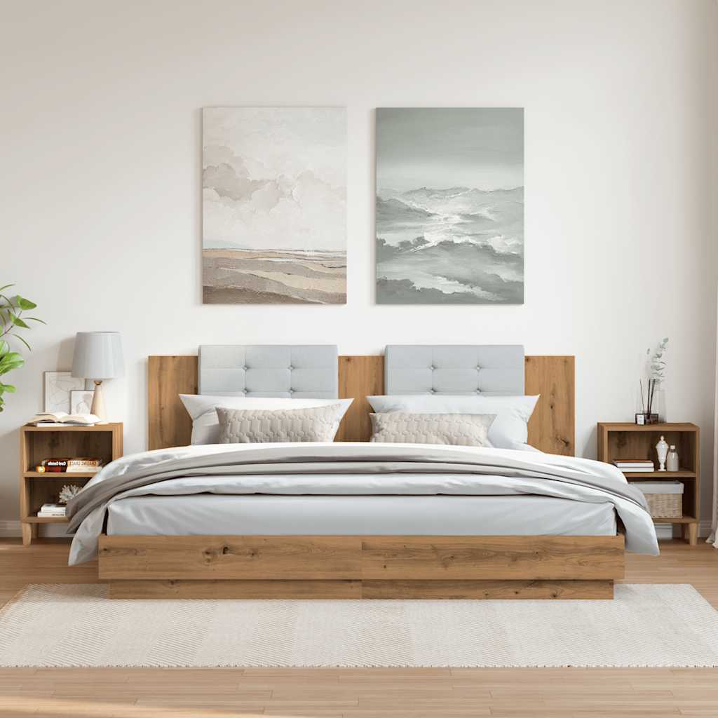 vidaXL Noptiere 2 buc Stejar artizanal 40x30x50 cm Lemn prelucrat