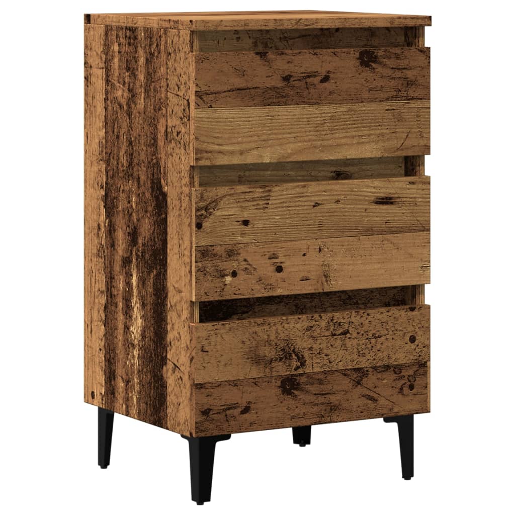 vidaXL Noptieră cu picioare metalice, lemn vechi, 40x35x69 cm