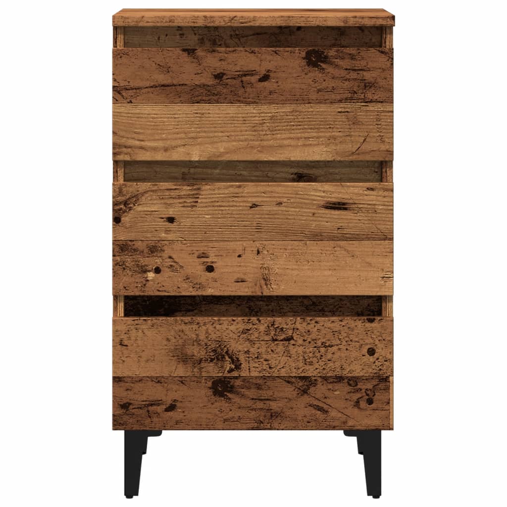 vidaXL Noptieră cu picioare metalice, lemn vechi, 40x35x69 cm
