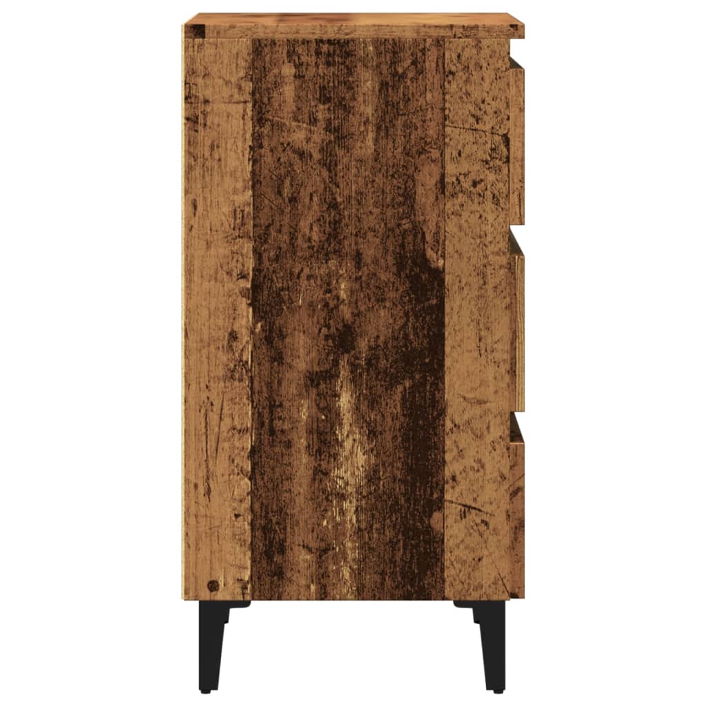vidaXL Noptieră cu picioare metalice, lemn vechi, 40x35x69 cm