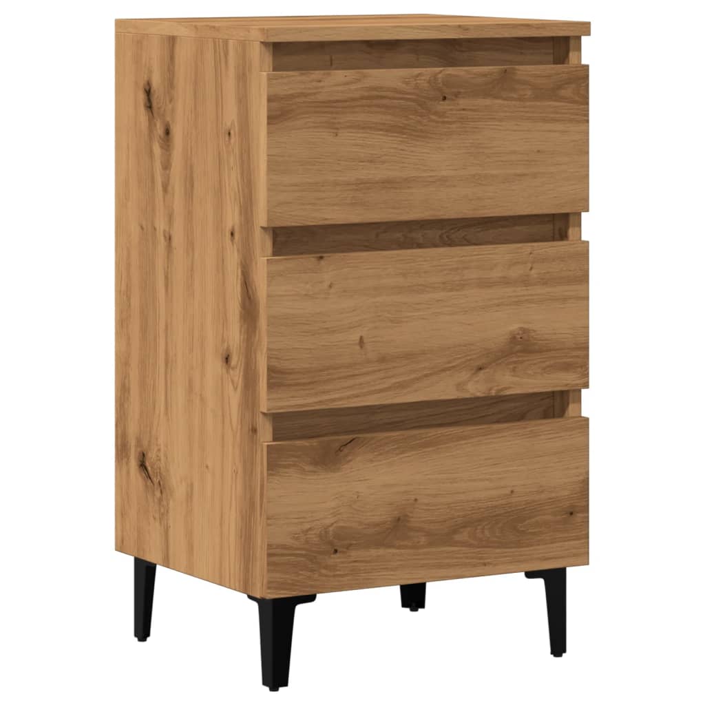 vidaXL Noptieră cu picioare metalice, stejar artizanal, 40x35x69 cm
