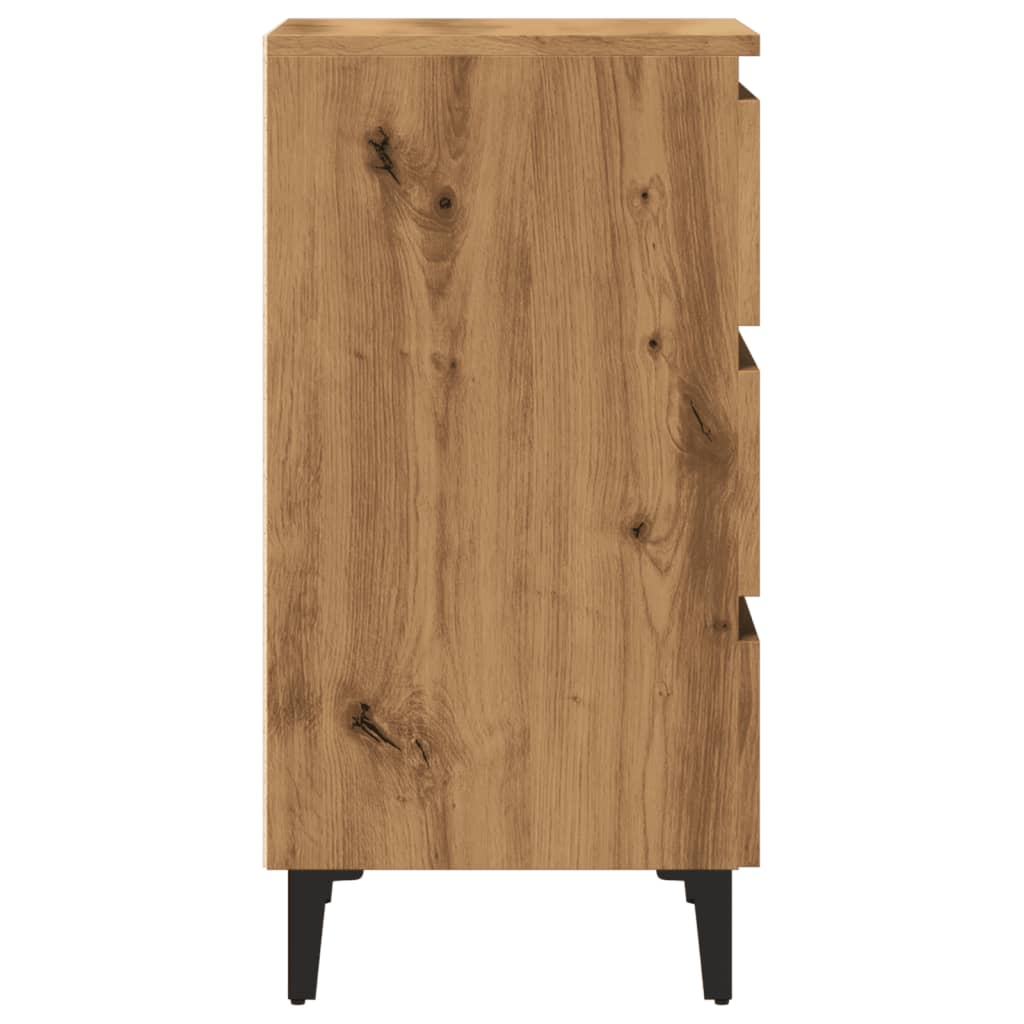 vidaXL Noptieră cu picioare metalice, stejar artizanal, 40x35x69 cm