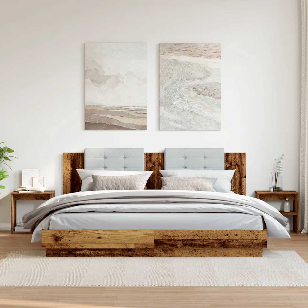 vidaXL Noptiere, 2 buc, lemn învechit, 40x30x40 cm, lemn prelucrat