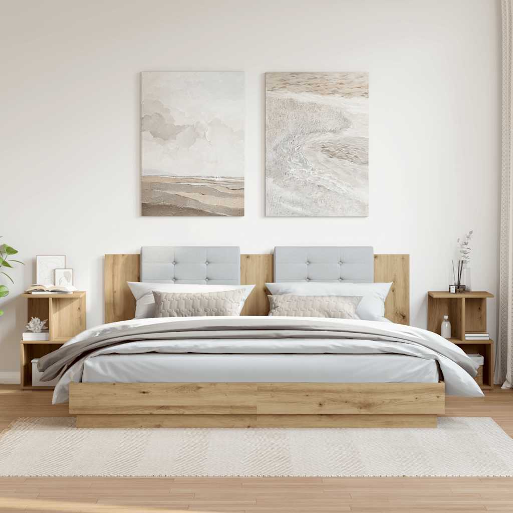 vidaXL Noptiere, 2 buc., stejar artizanal, 35x35x55 cm, lemn prelucrat