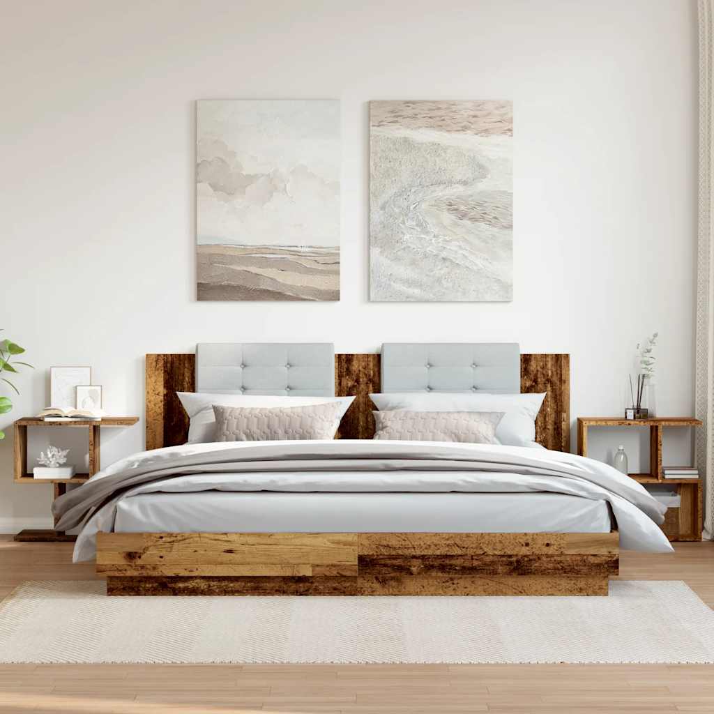 vidaXL Noptiere, 2 buc., lemn vechi, 50x30x51,5 cm, PAL vidaXL Noptiere, 2 buc., lemn vechi, 50x30x51,5 cm, PAL