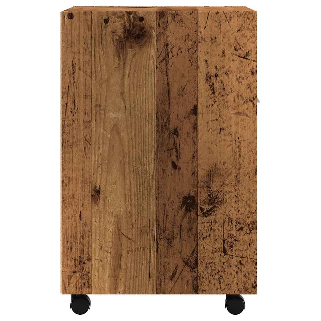 vidaXL Dulap lateral cu roți, lemn vechi, 33x38x60 cm, PAL