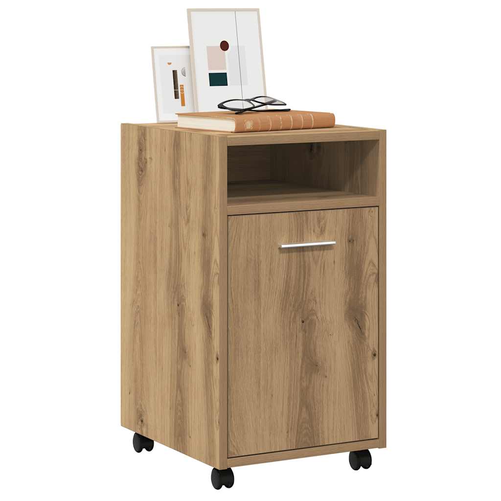 vidaXL Dulap TV cu roți stejar artizanal 33x38x60 cm lemn prelucrat