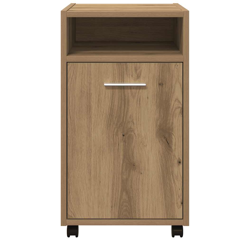 vidaXL Dulap TV cu roți stejar artizanal 33x38x60 cm lemn prelucrat