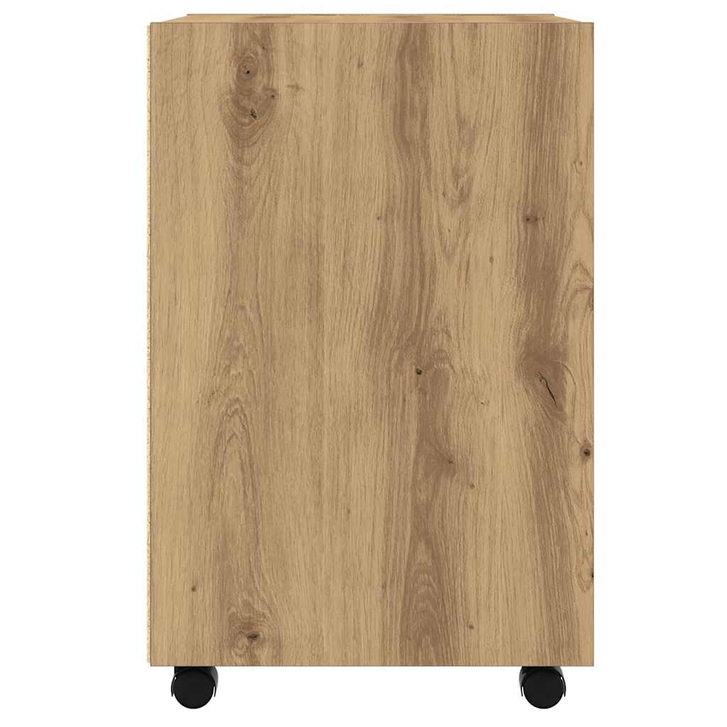 vidaXL Dulap TV cu roți stejar artizanal 33x38x60 cm lemn prelucrat