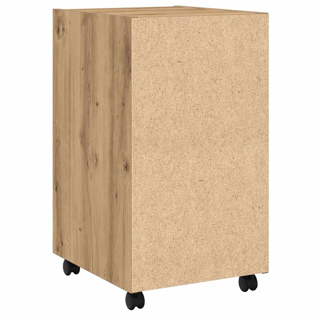 vidaXL Dulap TV cu roți stejar artizanal 33x38x60 cm lemn prelucrat