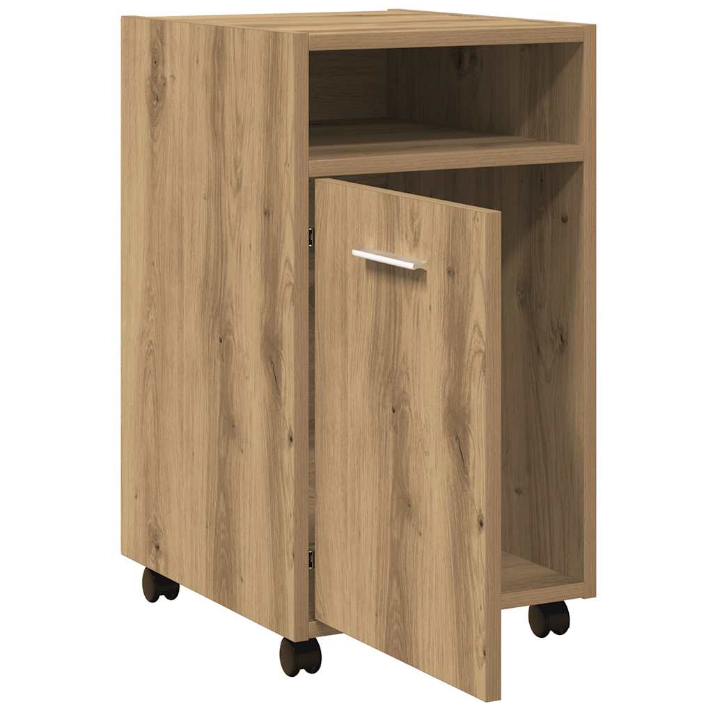 vidaXL Dulap TV cu roți stejar artizanal 33x38x60 cm lemn prelucrat