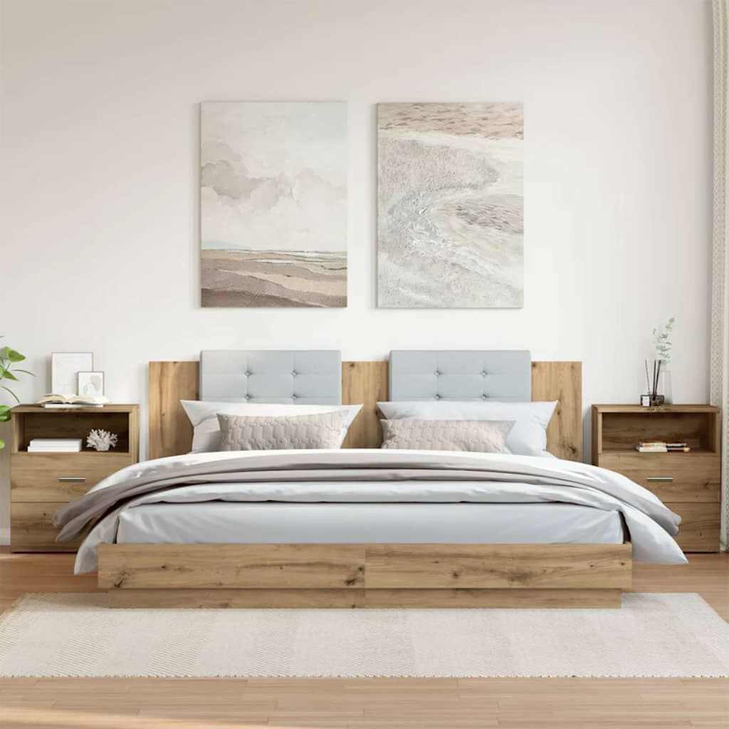 vidaXL Noptiere, 2 buc., stejar artizanal, 50x32x60 cm, lemn prelucrat vidaXL Noptiere, 2 buc., stejar artizanal, 50x32x60 cm, lemn prelucrat