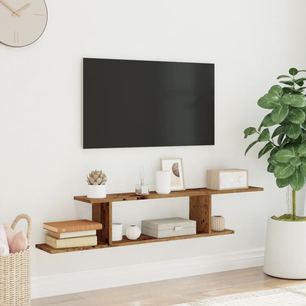 vidaXL Raft TV cu montaj perete lemn vechi 125x18x23 cm lemn prelucrat vidaXL Raft TV cu montaj perete lemn vechi 125x18x23 cm lemn prelucrat