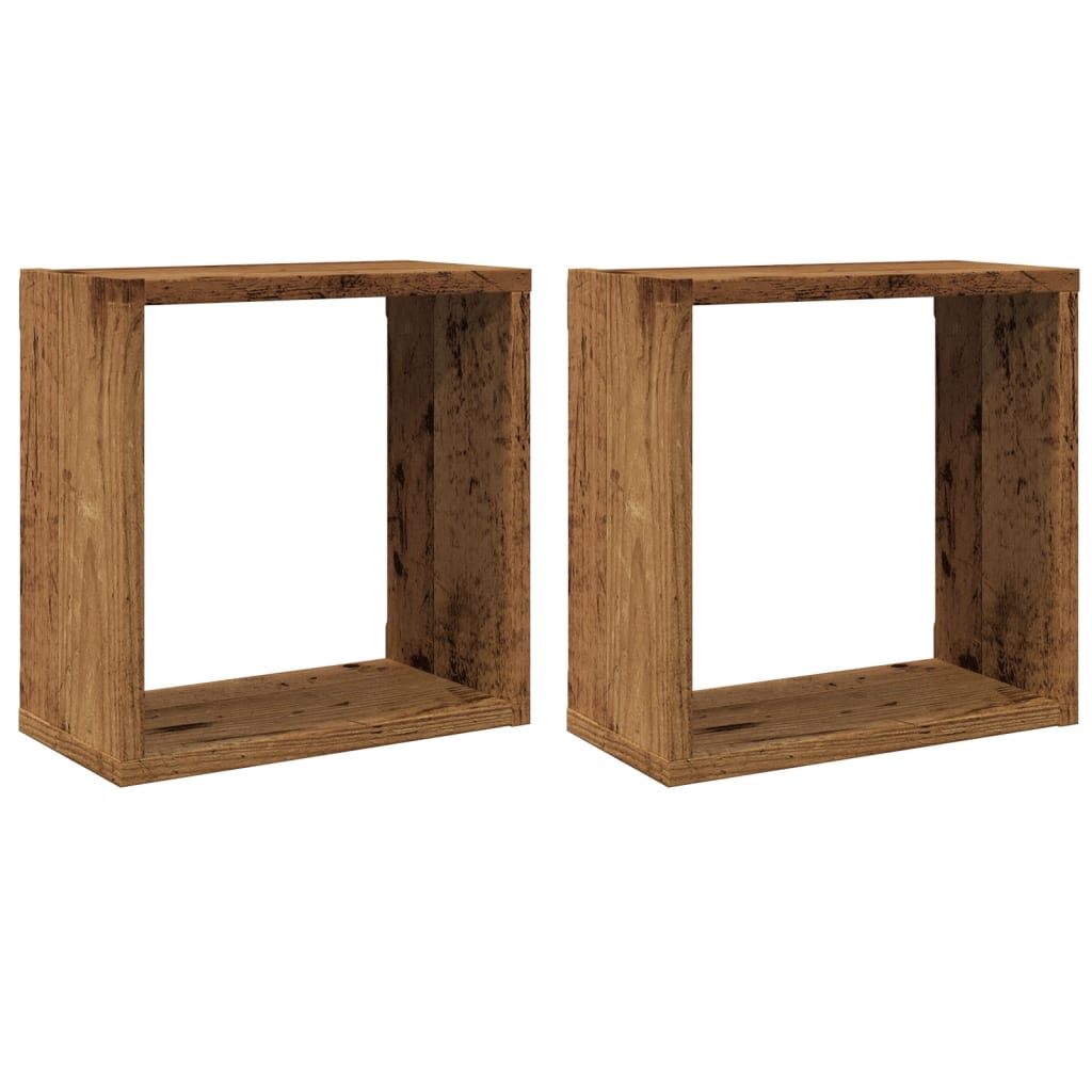 vidaXL Rafturi de perete cub, 2 buc., lemn vechi, 30x15x30 cm lemn