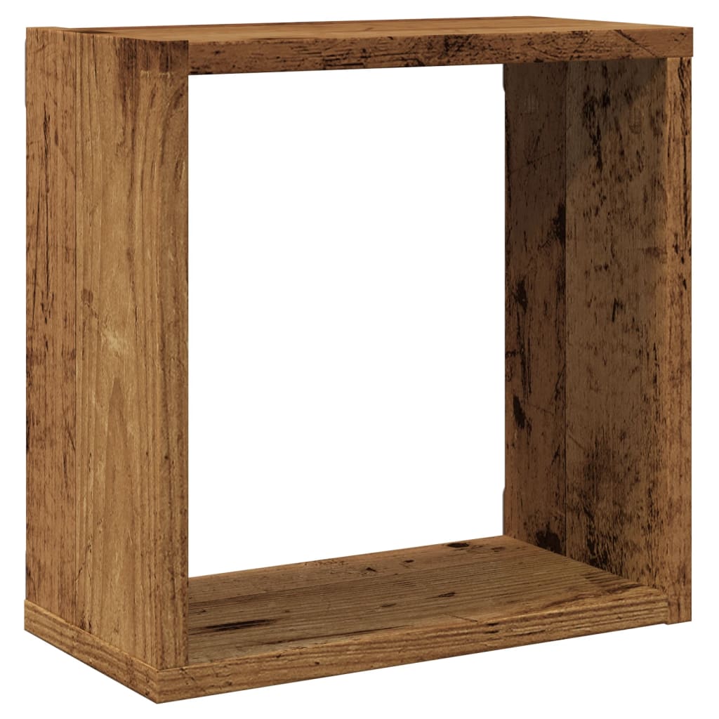 vidaXL Rafturi de perete cub, 2 buc., lemn vechi, 30x15x30 cm lemn