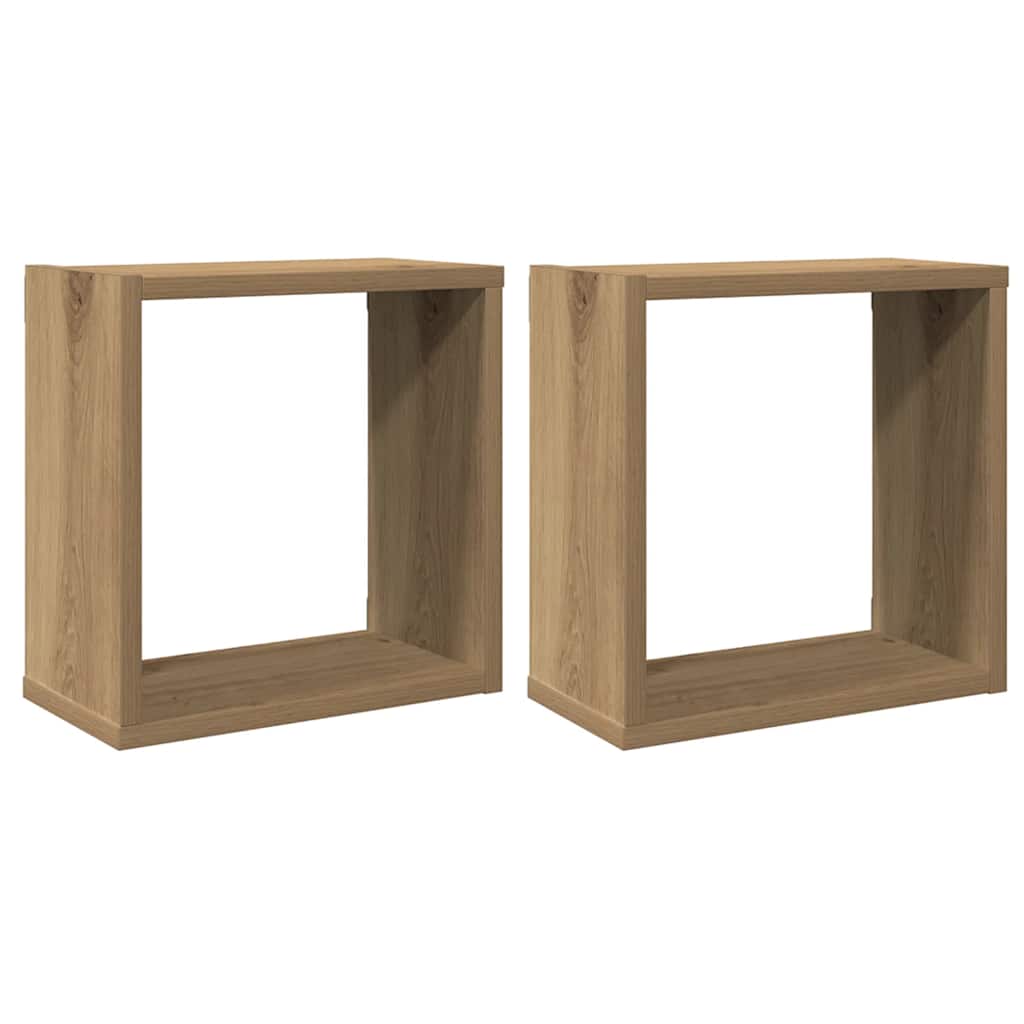 vidaXL Rafturi de perete cub 2 buc. stejar artizanal, 30x15x30 cm lemn vidaXL Rafturi de perete cub 2 buc. stejar artizanal, 30x15x30 cm lemn