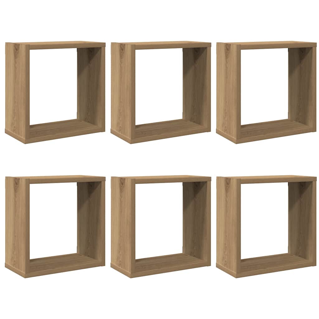 vidaXL Rafturi de perete cub 6 buc. stejar artizanal, 30x15x30 cm lemn vidaXL Rafturi de perete cub 6 buc. stejar artizanal, 30x15x30 cm lemn