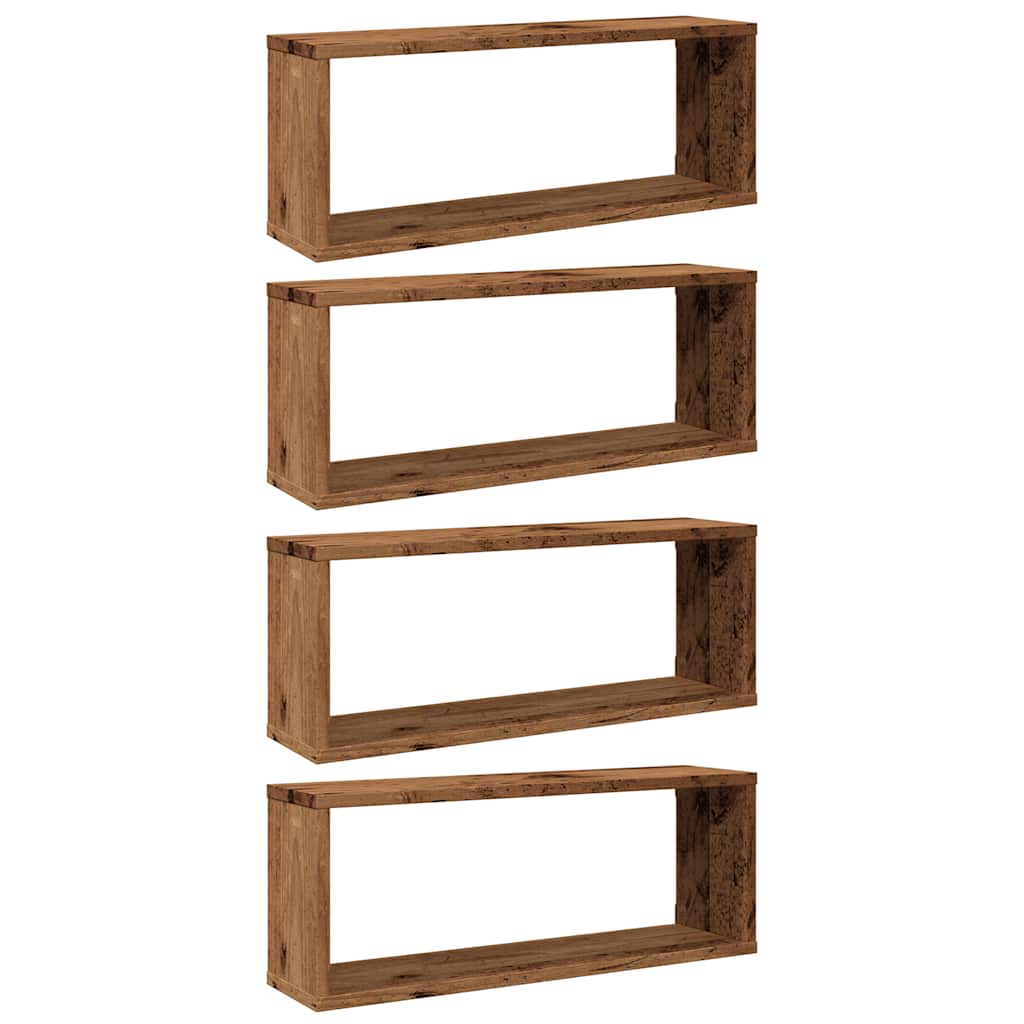 vidaXL Rafturi perete cub 4 buc. lemn vechi 60x15x23cm, lemn prelucrat vidaXL Rafturi perete cub 4 buc. lemn vechi 60x15x23cm, lemn prelucrat