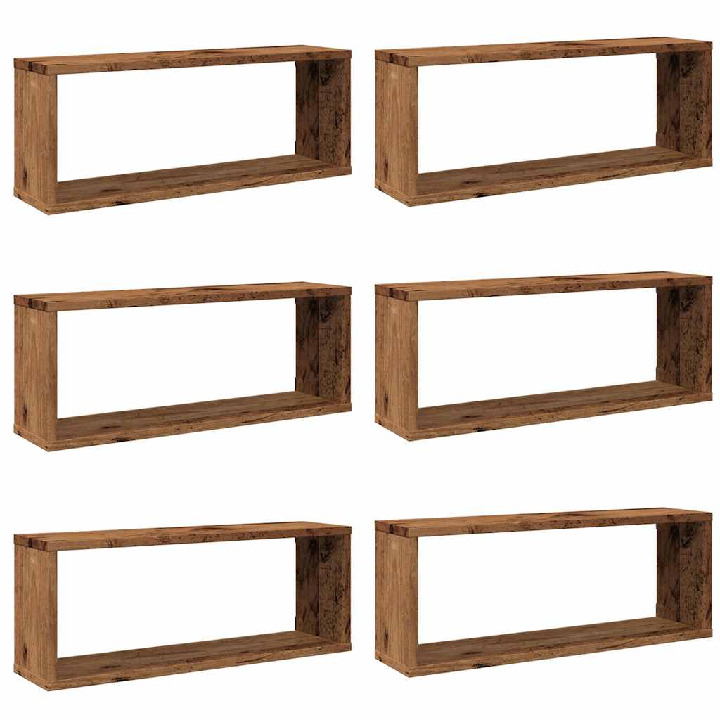 vidaXL Rafturi perete cub 6 buc. lemn vechi 60x15x23cm, lemn prelucrat vidaXL Rafturi perete cub 6 buc. lemn vechi 60x15x23cm, lemn prelucrat