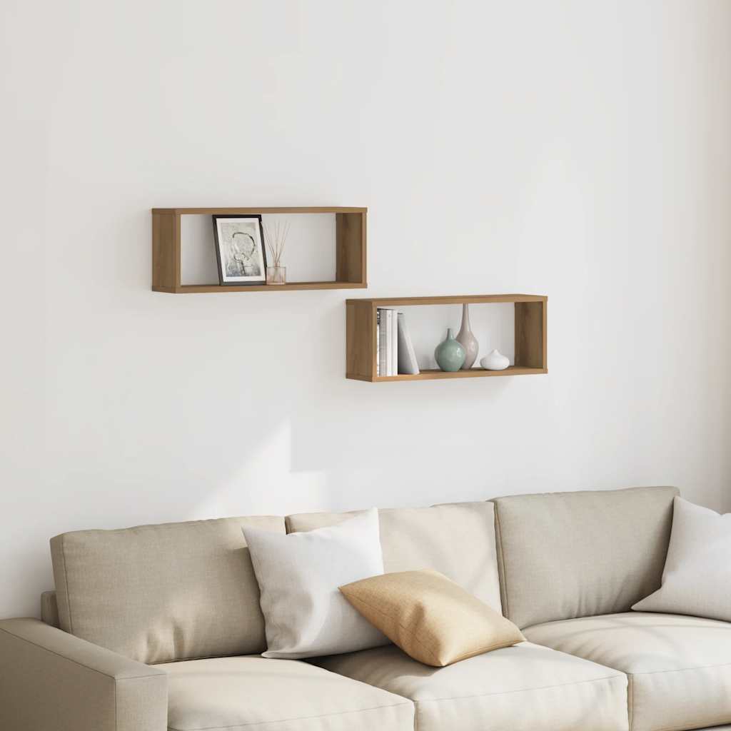 vidaXL Rafturi de perete cub 2 buc. stejar artizanal, 60x15x23 cm lemn vidaXL Rafturi de perete cub 2 buc. stejar artizanal, 60x15x23 cm lemn