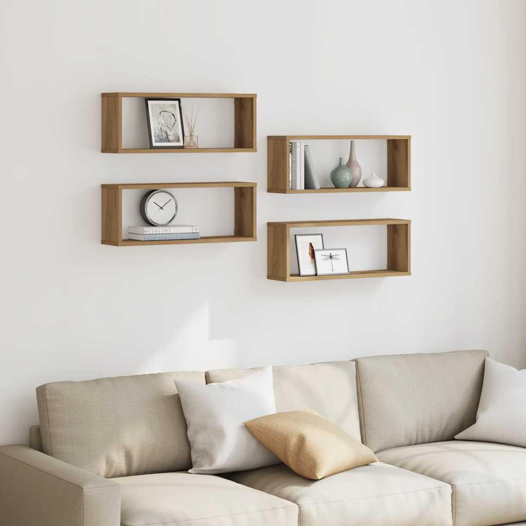 vidaXL Rafturi de perete cub 4 buc. stejar artizanal, 60x15x23 cm lemn vidaXL Rafturi de perete cub 4 buc. stejar artizanal, 60x15x23 cm lemn