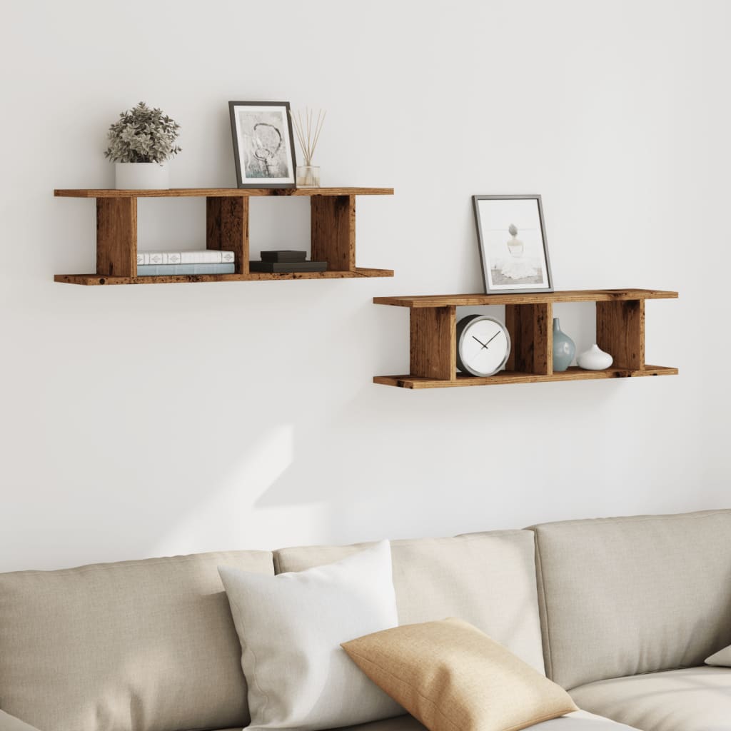 vidaXL Rafturi de perete 2 buc. lemn vechi 75x18x20 cm, lemn prelucrat vidaXL Rafturi de perete 2 buc. lemn vechi 75x18x20 cm, lemn prelucrat