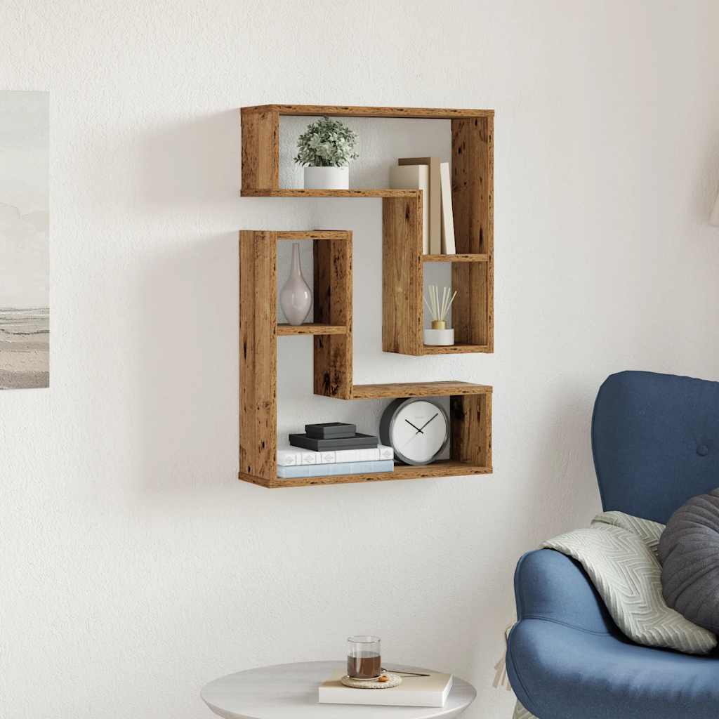 vidaXL Rafturi de perete cub, 2 buc., lemn vechi, 50x15x50 cm lemn vidaXL Rafturi de perete cub, 2 buc., lemn vechi, 50x15x50 cm lemn