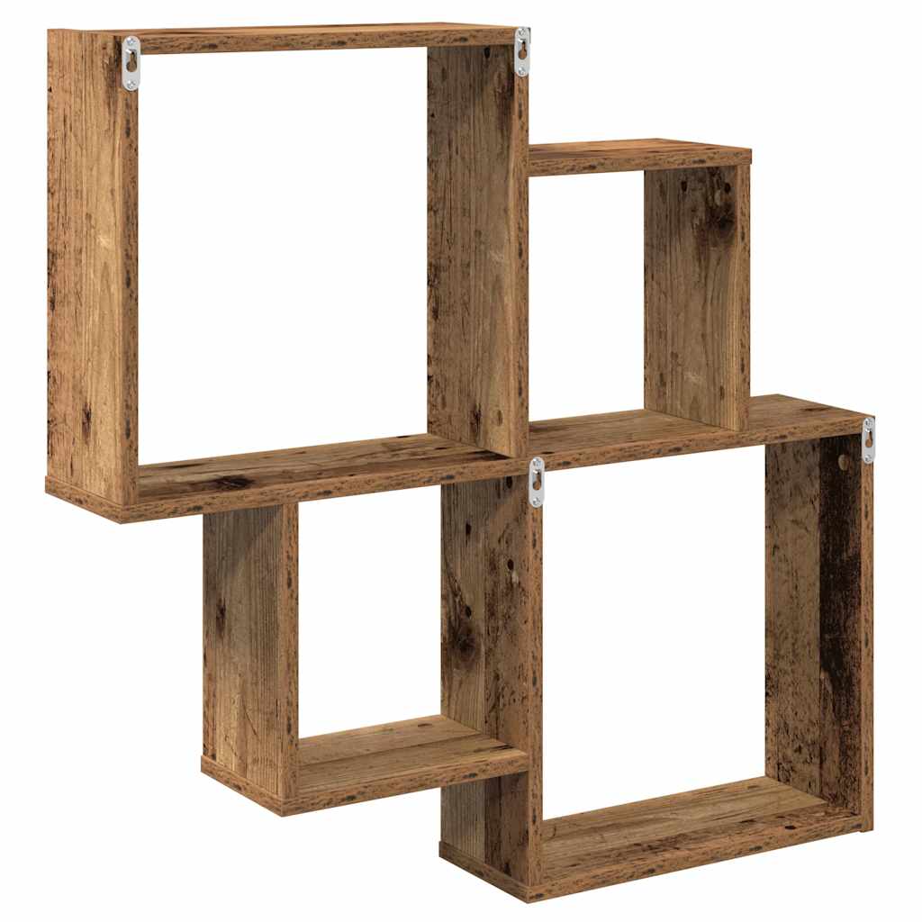 vidaXL Raft de perete cub, lemn vechi, 80x15x78,5 cm, PAL vidaXL Raft de perete cub, lemn vechi, 80x15x78,5 cm, PAL