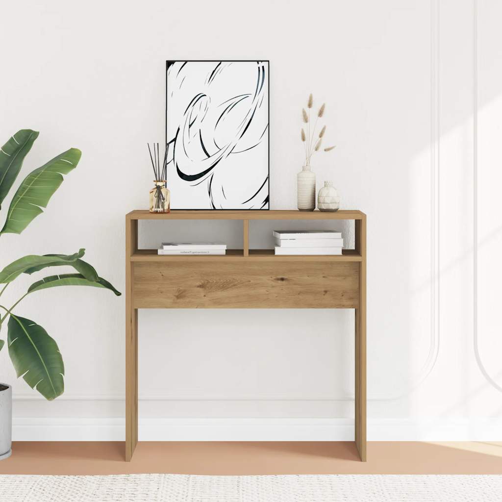 vidaXL Măsuță consolă, stejar artizanal, 78x30x80 cm, lemn prelucrat vidaXL Măsuță consolă, stejar artizanal, 78x30x80 cm, lemn prelucrat