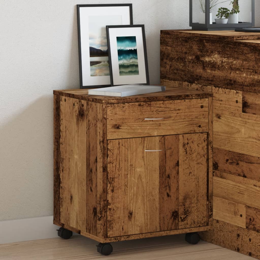 vidaXL Dulap cu roți, lemn vechi, 45x38x54 cm, lemn prelucrat