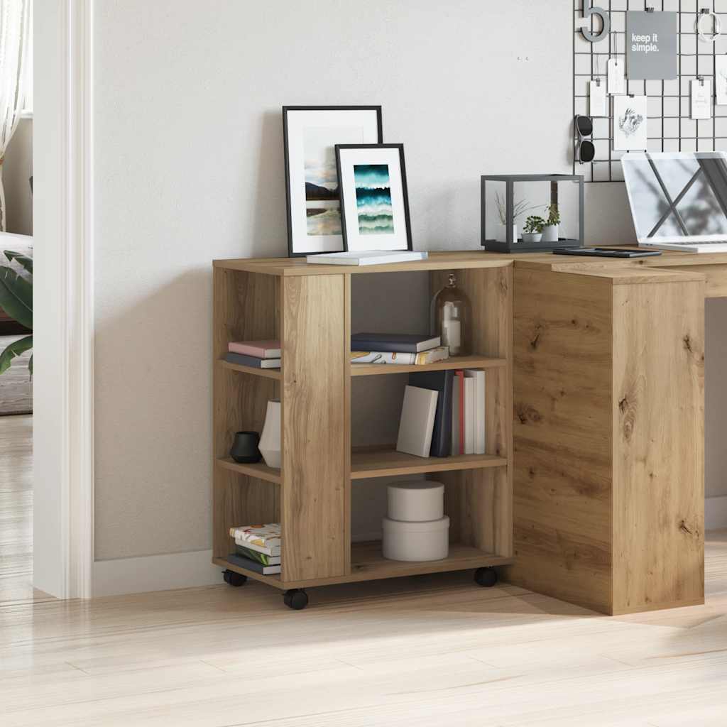 vidaXL Dulap cu roți, stejar artizanal, 60x35x75 cm, lemn prelucrat