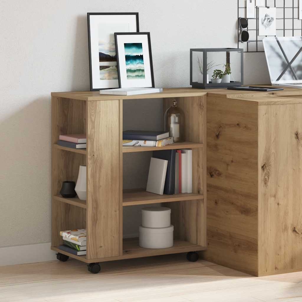 vidaXL Dulap cu roți, stejar artizanal, 60x35x75 cm, lemn prelucrat