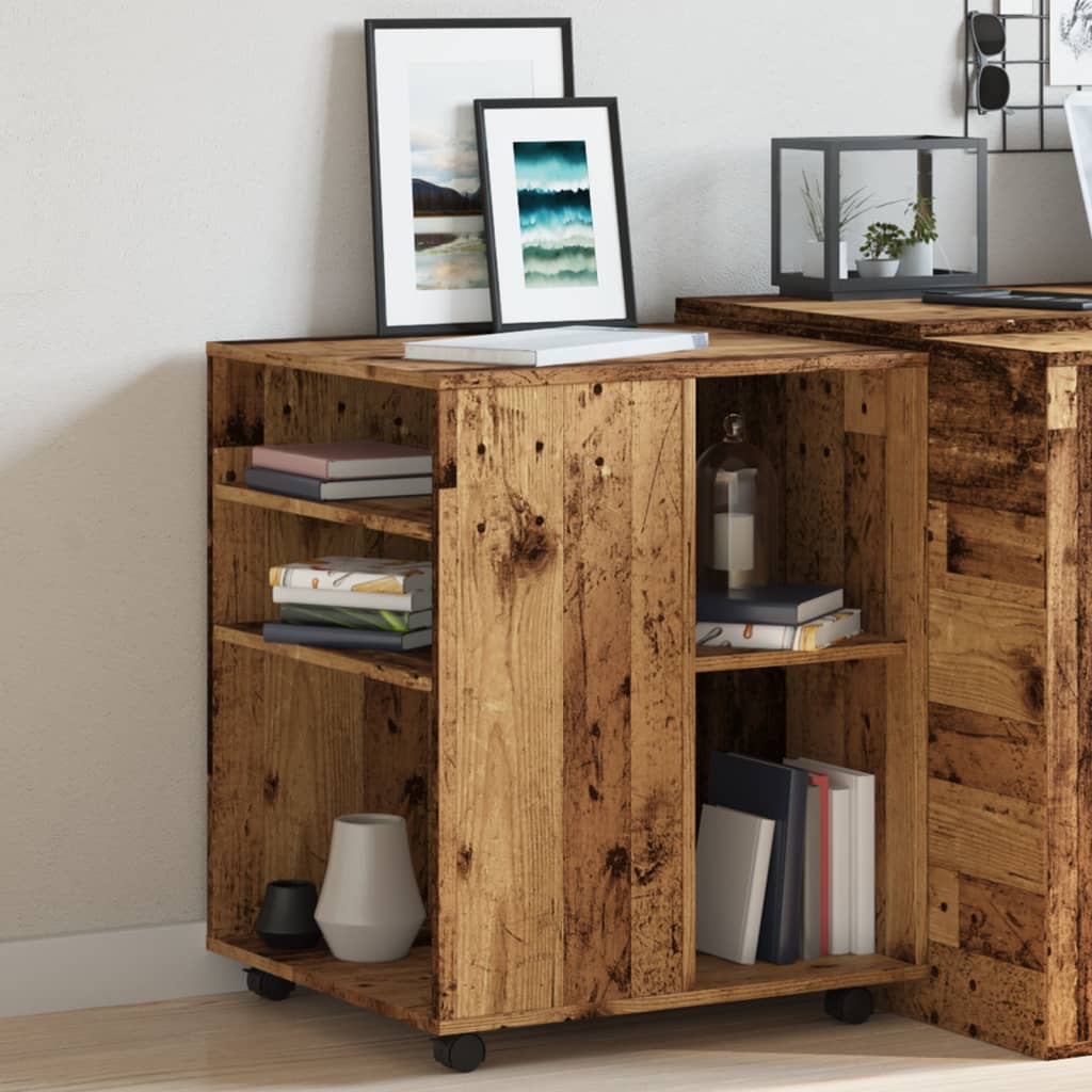vidaXL Dulap cu roți, lemn învechit, 60x53x72 cm, lemn prelucrat vidaXL Dulap cu roți, lemn învechit, 60x53x72 cm, lemn prelucrat