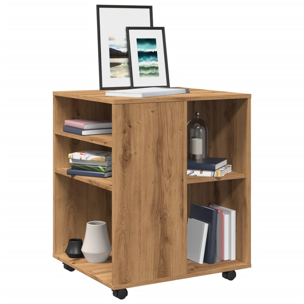 vidaXL Dulap cu roți, stejar artizanal, 60x53x72 cm, lemn prelucrat vidaXL Dulap cu roți, stejar artizanal, 60x53x72 cm, lemn prelucrat