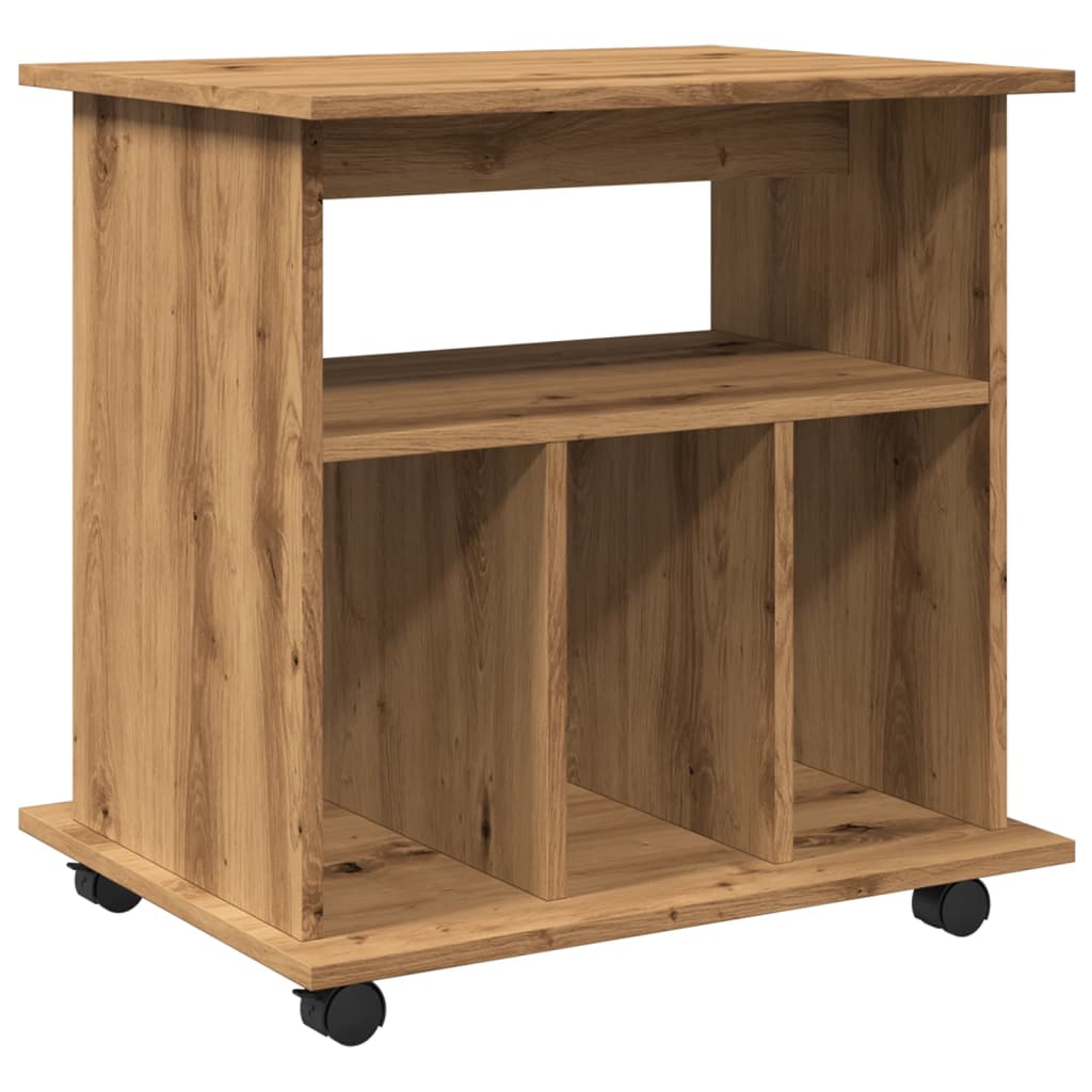 vidaXL Dulap cu roți, stejar artizanal, 60x45x60 cm, lemn prelucrat