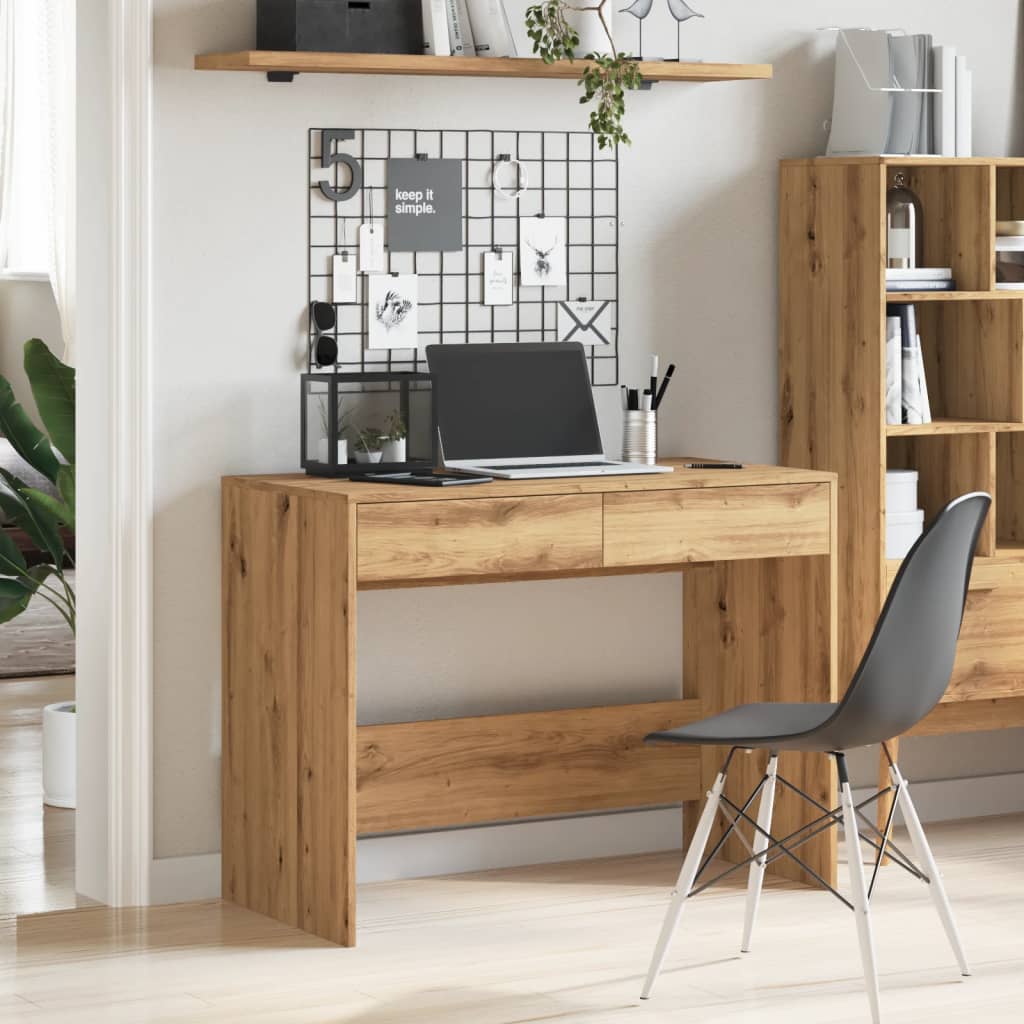 vidaXL Birou, stejar artizanal, 101x50x76,5 cm, lemn prelucrat